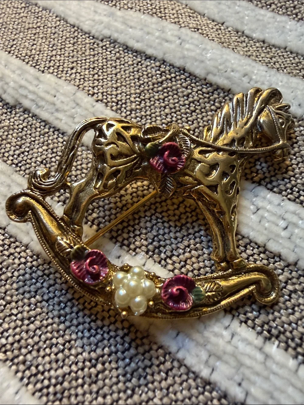 Ornate Gold Horse Accent Pin - Decorative Home Accent